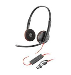 Poly Blackwire 3220 Stereo USB-C Headset +USB-C/A Adapter - Bulk (8X228A6, 8X228AA) | New