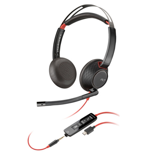 Poly Blackwire 5220 Stereo USB-C Headset +3.5mm Plug +USB-C/A Adapter Bulk (8X231A6, 8X231AA) | New