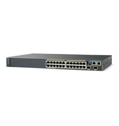 Cisco catalyst WS-C2960S-F24PS-L, 24 FastEthernet 10/100, 4 SFP GE uplinks, Flexstack, 802.011af/at POE/POE+, LAN base managable