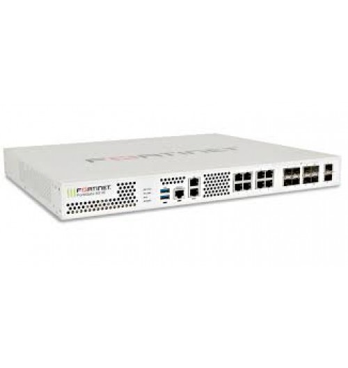 Fortinet FG-601E, 2x 10 GE SFP+ slots, 10x GE RJ45 ports (including 1x MGMT port, 1x HA port, 8x switch ports), 8x GE SFP slots, SPU NP6 and CP9 hardware accelerated, 2x 240 GB onboard SSD storage