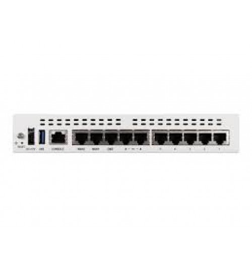 Fortinet FortiGate-61F Hardware -10 x GE RJ45 ports (including 2 x WAN Ports, 1 x DMZ Port, 7 x Internal Ports), 128GB SSD onboard storage.