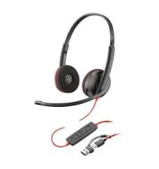 Poly Blackwire 3220 Stereo USB-C Headset +USB-C/A Adapter - Bulk (8X228A6, 8X228AA) | New