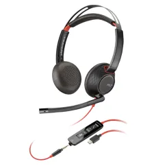 Poly Blackwire 5220 Stereo USB-C Headset +3.5mm Plug +USB-C/A Adapter Bulk (8X231A6, 8X231AA) | New