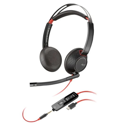 Poly Blackwire 5220 Stereo USB-C Headset +3.5mm Plug +USB-C/A Adapter Bulk (8X231A6, 8X231AA) | New