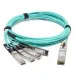 QSFP28 to SFP28, 100GE to 4x25GE, Active Optical Cable for Breakout, 5 meters, Standard Temperature (0 through 70 DEGREE C), 3.5W, DDM, Pull Tab