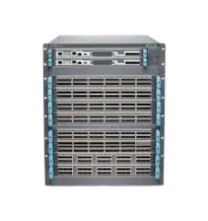 QFX10008 Base 8-slot chassis with 1 Routing Engine, 3 2700W AC Power Supplies, 2 Fan trays, 2 Fan tray Controllers and 5 Switch Fabric Cards